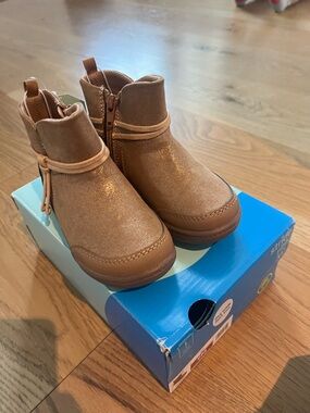 Stride Rite Girls Brown Glitter Ankle Boots